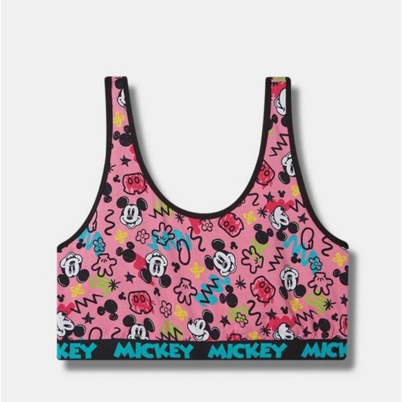 torrid Other - Pink Mickey Mouse Unlined Cotton Scoop Bralette, Women’s Size 3X (22/24)